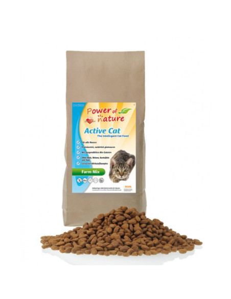 Power of Nature Active Cat Farm Mix - organiczny kurczak, łosoś, jagnięcina i brązowy ryż 2 kg