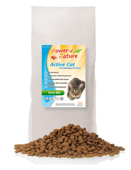 Power of Nature Active Cat Farm Mix - kurczak, łosoś, jagnięcina i brązowy ryż  12 kg